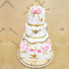 Большой свадебный торт с розами и золотом СТ022