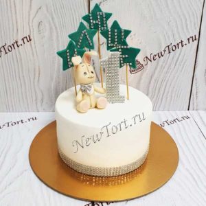 Торт с зайчиком и звездами на годик ТГ151