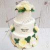 Белый свадебный торт с розами СТ009