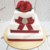 Прямоугольный свадебный торт с бантом СТ076