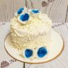 Свадебный торт "Синие розы" с жемчугом и цветами СТ055