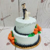 Свадебный торт с голубикой и розами СТ016