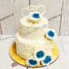 Торт "Синие розы" с цветами и сердечками СТ133