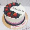 Свадебный торт с голубикой и мазками СТ044