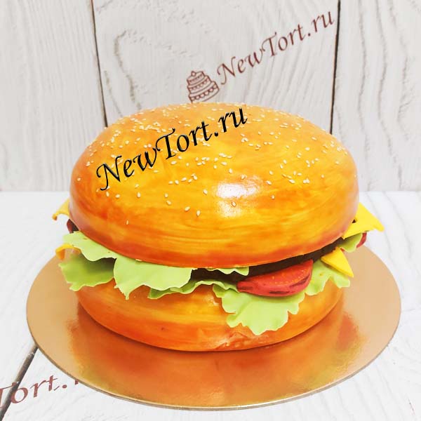Торт Бургер в виде 3D гамбургера ТД465 на заказ - Артикул 10197 -  Кондитерская NewTort