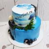Голубой свадебный торт - морская волна СТ033
