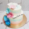 Свадебный торт в пастельных тонах с цветами СТ020