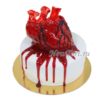 Торт в виде сердца с кровью