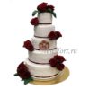 Большой свадебный торт с алыми розами Торт СТ018