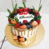 Торт "Юбилейный" с ягодами, цифрой и потеками ТЖ278