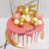 Торт "Розовое сияние" с шарами, бусинами и потеками ТЖ040