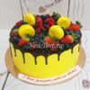 Торт "Лимонка" с ягодами, макарунсами и потеками ТЖ056