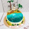 Торт "На лазурном берегу" с фигуркой, морем и пальмой ТЖ065
