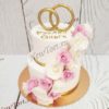 Свадебный торт "Вальс цветов" с цветами, кольцами и мастикой СТ156