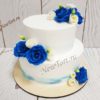 Свадебный торт "Синие цветы" с цветами из мастики СТ155