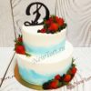 Свадебный торт "Фантазия" с ягодами и буквой СТ158