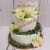 Свадебный торт с живыми цветами СТ143