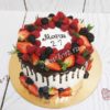 Торт "Романтичный" с ягодами и шоколадными потеками ТЖ079