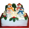 Новогодний торт "Семья снеговиков" с мастикой НТ165