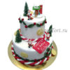 Новогодний торт "Денежный" с фигуркой Деда Мороза из мастики НТ175