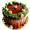Новогодний торт "Пенек" с еловыми ветками и ягодами НТ142