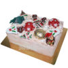 Новогодний торт "Коробка с игрушками" с шарами и печеньем НТ140
