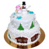 Новогодний торт "Парочка снеговиков" с мастикой НТ091