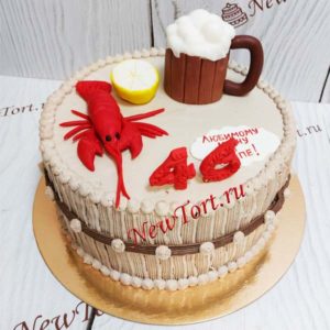 Торт бочка с пивом и раками ТМ297