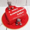 Торт на день влюбленных - красное сердечко с мишками ВТ021
