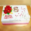 Прямоугольный торт на 8 марта с цветами