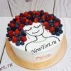 Торт "Ягодная прическа" рисунок девушки с клубникой, голубикой и малиной ТЖ186