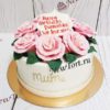 Торт "Горшочек с розами" с мастикой, цветами и надписью ТЖ178
