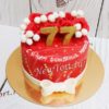 Торт "Красные розы" с цветами, золотым декором, цифрой и мастикой ТЖ252