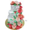 Свадебный 3 ярусный торт с розами СТ520