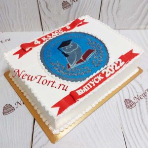 Торт на выпускной с логотипом школы ТВ52