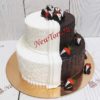 Свадебный черно-белый торт с клубникой СТ216