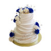 Торт на свадьбу с синими и белыми розами СТ057