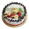Новогодний торт "Пожелание" с фотопечатью и ягодами НТ098