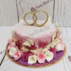 Свадебный торт с кольцами и букетом СТ273