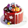 Новогодний торт "Цветные шарики" с шоколадными шарами и потеками НТ088