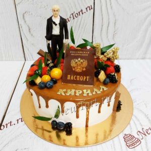 Торт ягодный с мальчиком и паспортом ТД299