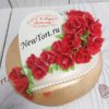 Торт "Сердечное поздравление" с розами и надписью ТЖ351
