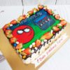 Торт красный круг и ягоды ТД643