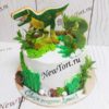 круглый торт и динозавр Рекс ТД260