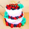 Свадебный торт "Ягодное счастье" с клубникой и цветами СТ278