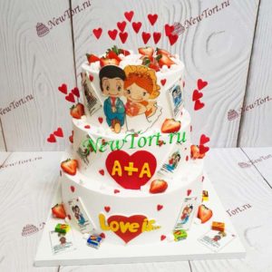 Свадебный торт "Love is… Романтика в сердечках" СТ314