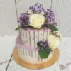 Свадебный торт с цветочным букетом и потеками СТ179