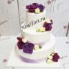 Свадебный торт "Розы на снегу" с цветами СТ359