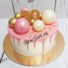 Розовый торт с шарами ТЖ017