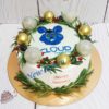 Новогодний торт "Новогодний венок и логотип"  с шарами НТ022